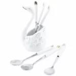 lot-de-6-cuilleres-a-cafe-avec-support-forme-oie-7-pieces